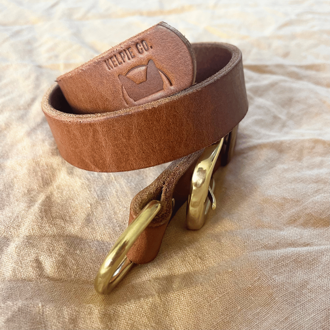 Custom Kelpie Collar with Western Name Printed - Genuine Australian Leather