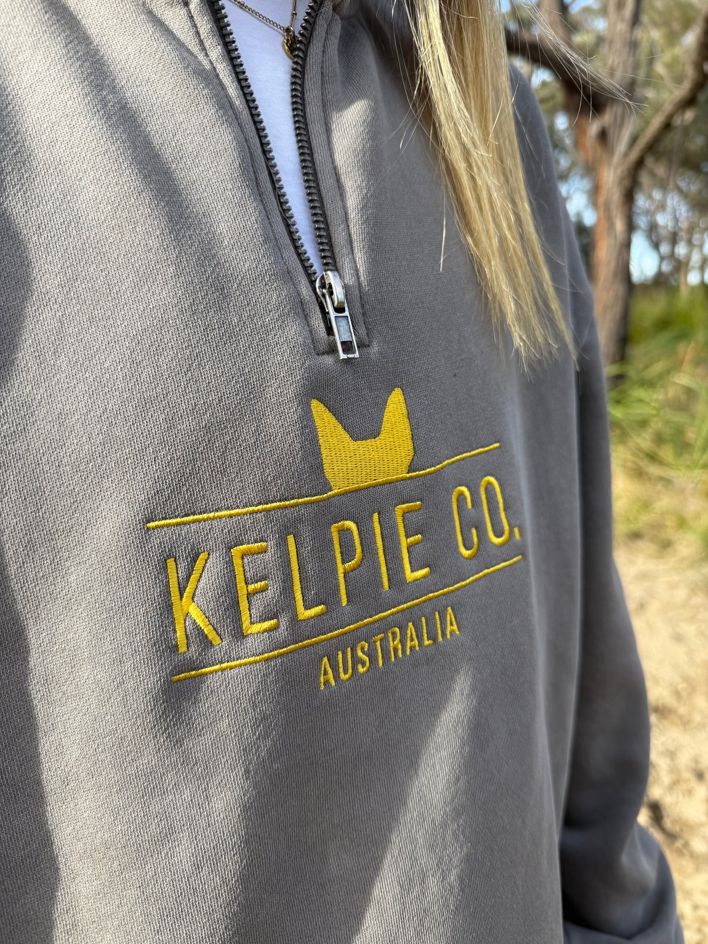 Kelpie Co Half Zip Faded Grey Jumper