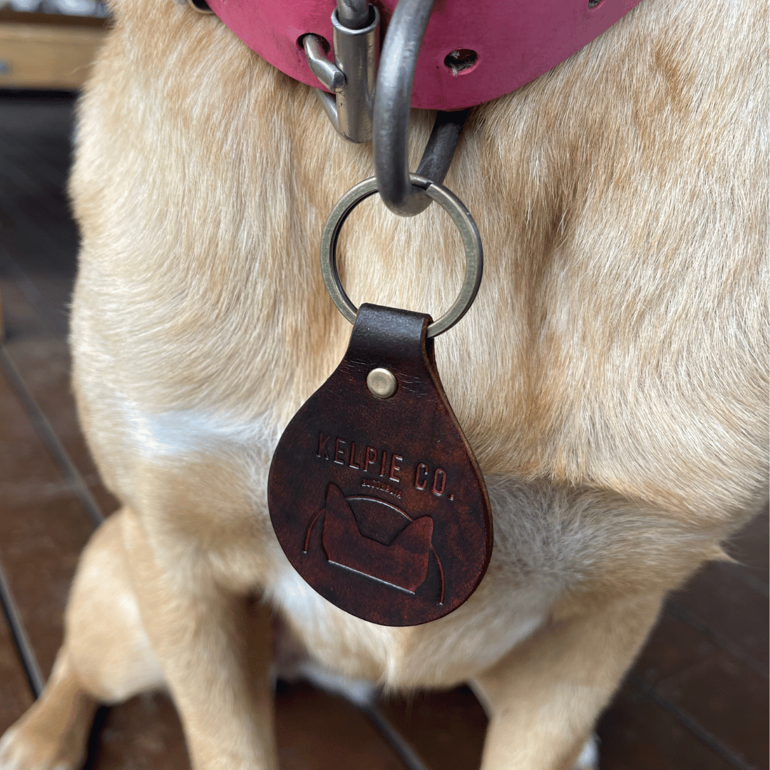 Kelpie Co. Handmade Leather Keyring / Dog Tag