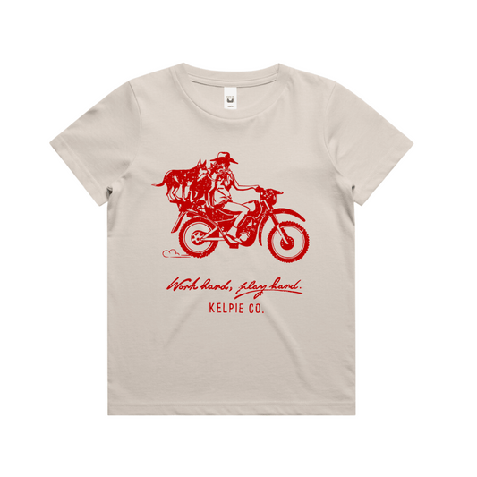 Kelpie Kids Tshirt - Kelpie Co. Kids Classic Unisex Tee - Faded Bone