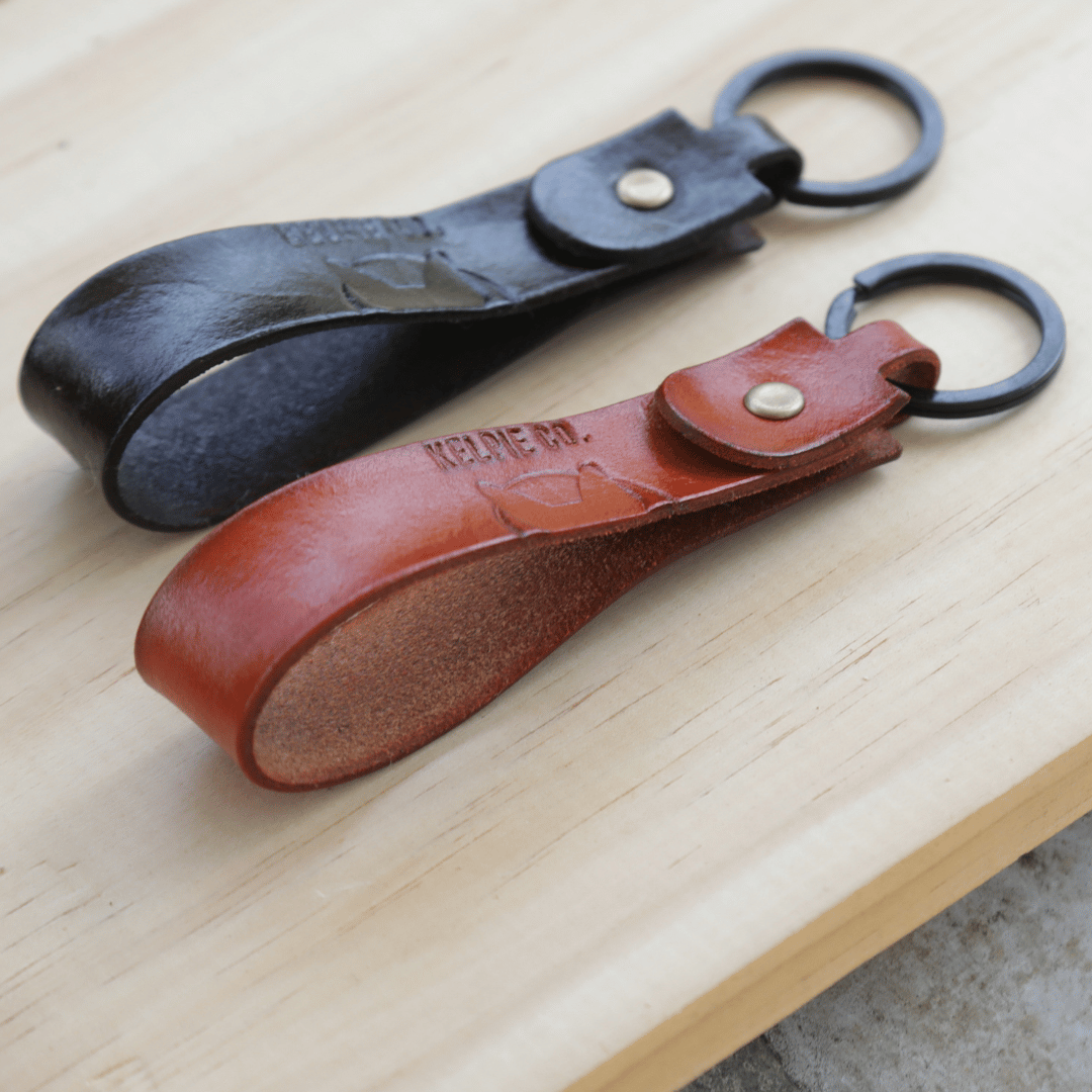 Kelpie Co. Handmade Leather Keyring / Dog Tag - Long