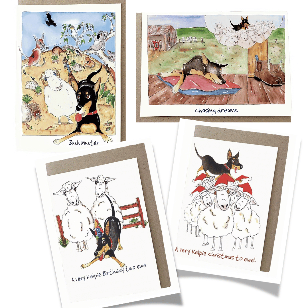 Kelpie Greeting Cards for Birthday, Christmas and General