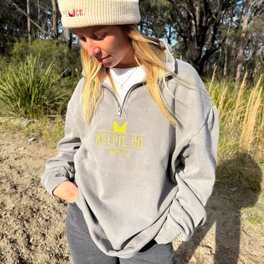 PRE-ORDER Kelpie Co Half Zip Faded Grey Jumper