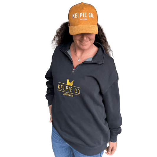 PRE-SALE Kelpie Co Half Zip Faded Black Jumper