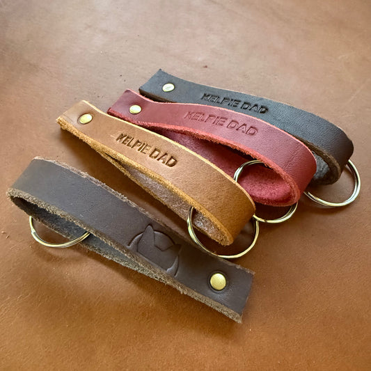 Kelpie Dad Australian Leather Keyrings