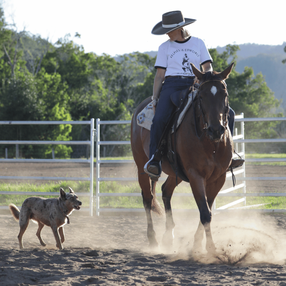 Kelpies & Cowgirls Horse Ringer Tee