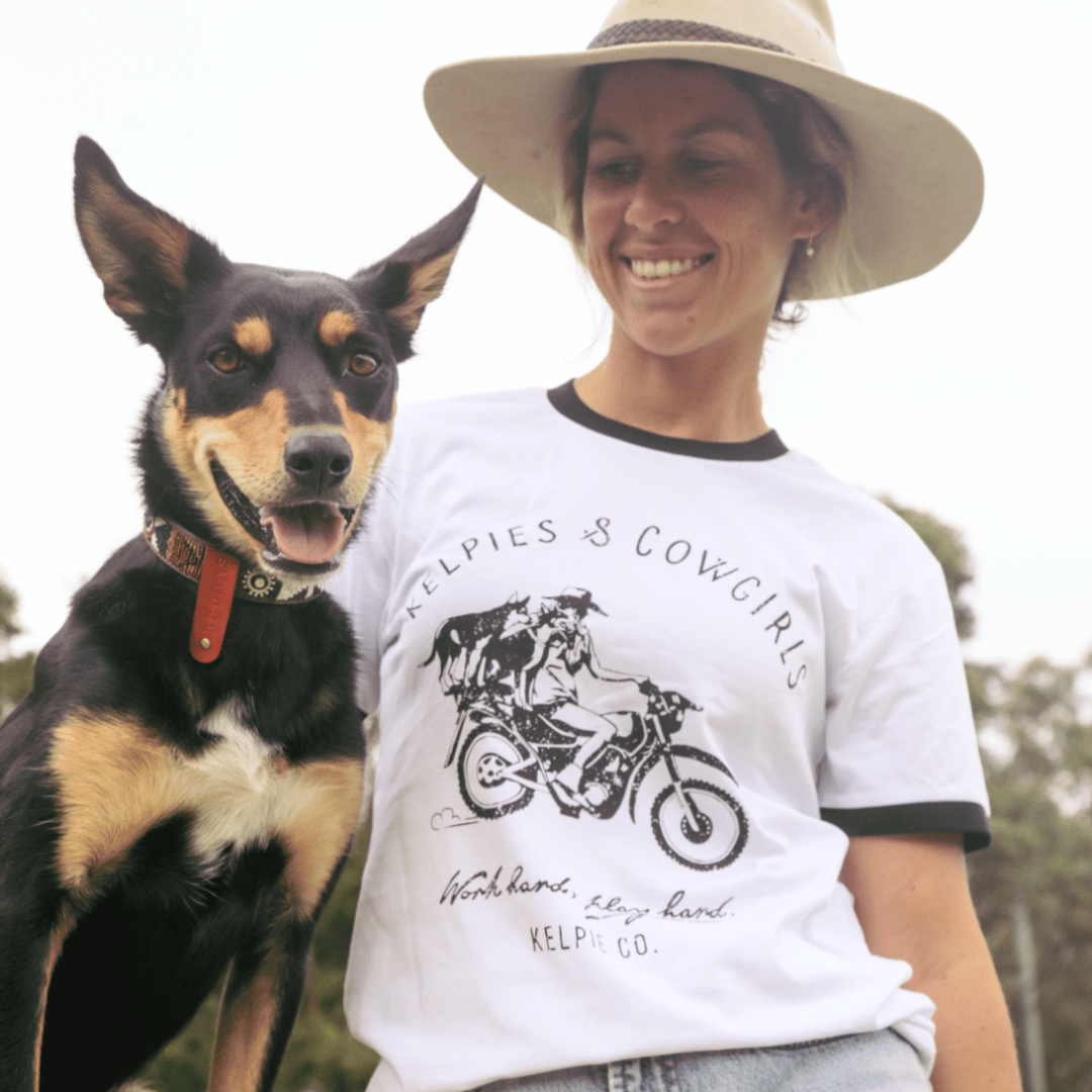 Kelpies & Cowgirls Motorbike Ringer Tee