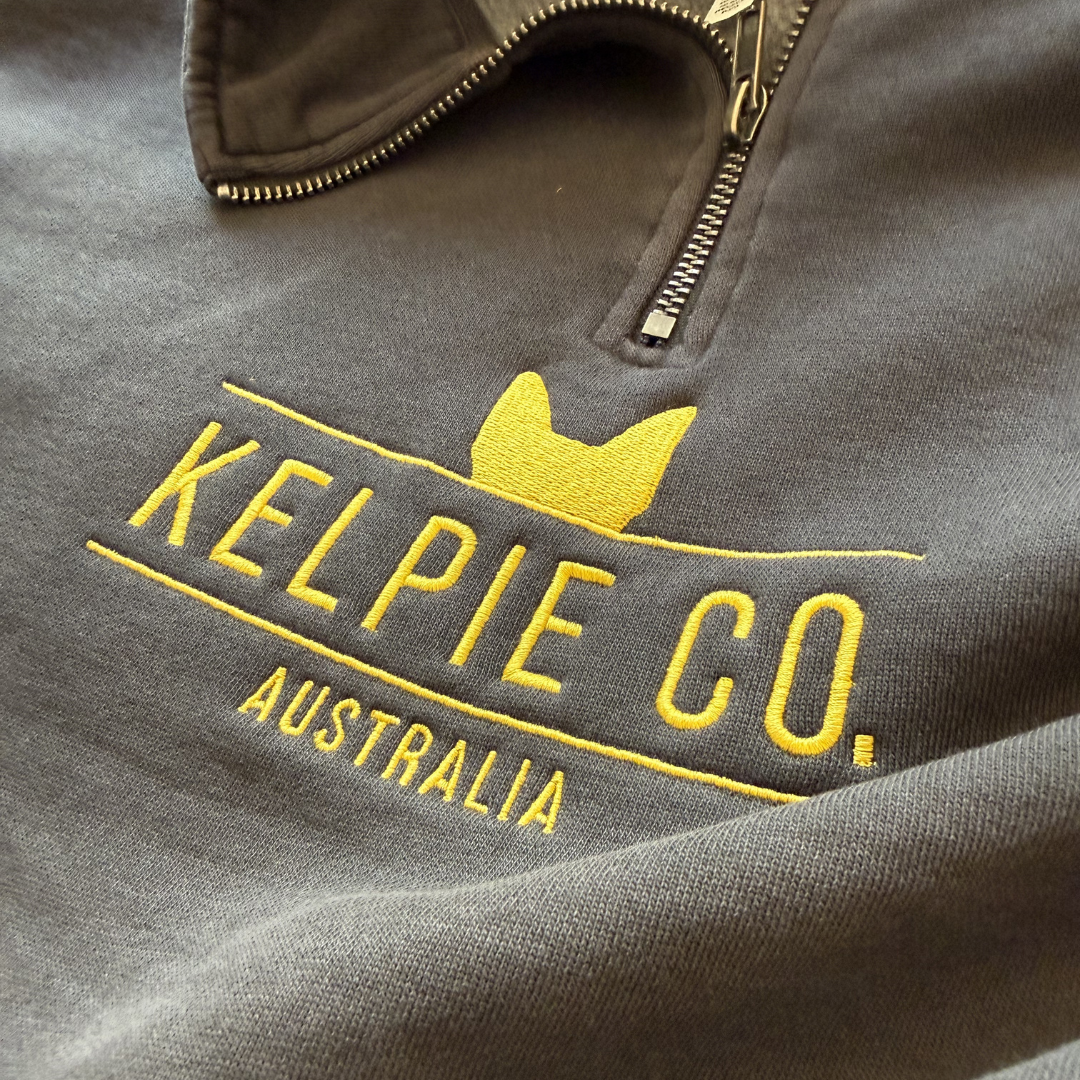Kelpie Co Half Zip Faded Grey & Black Jumper