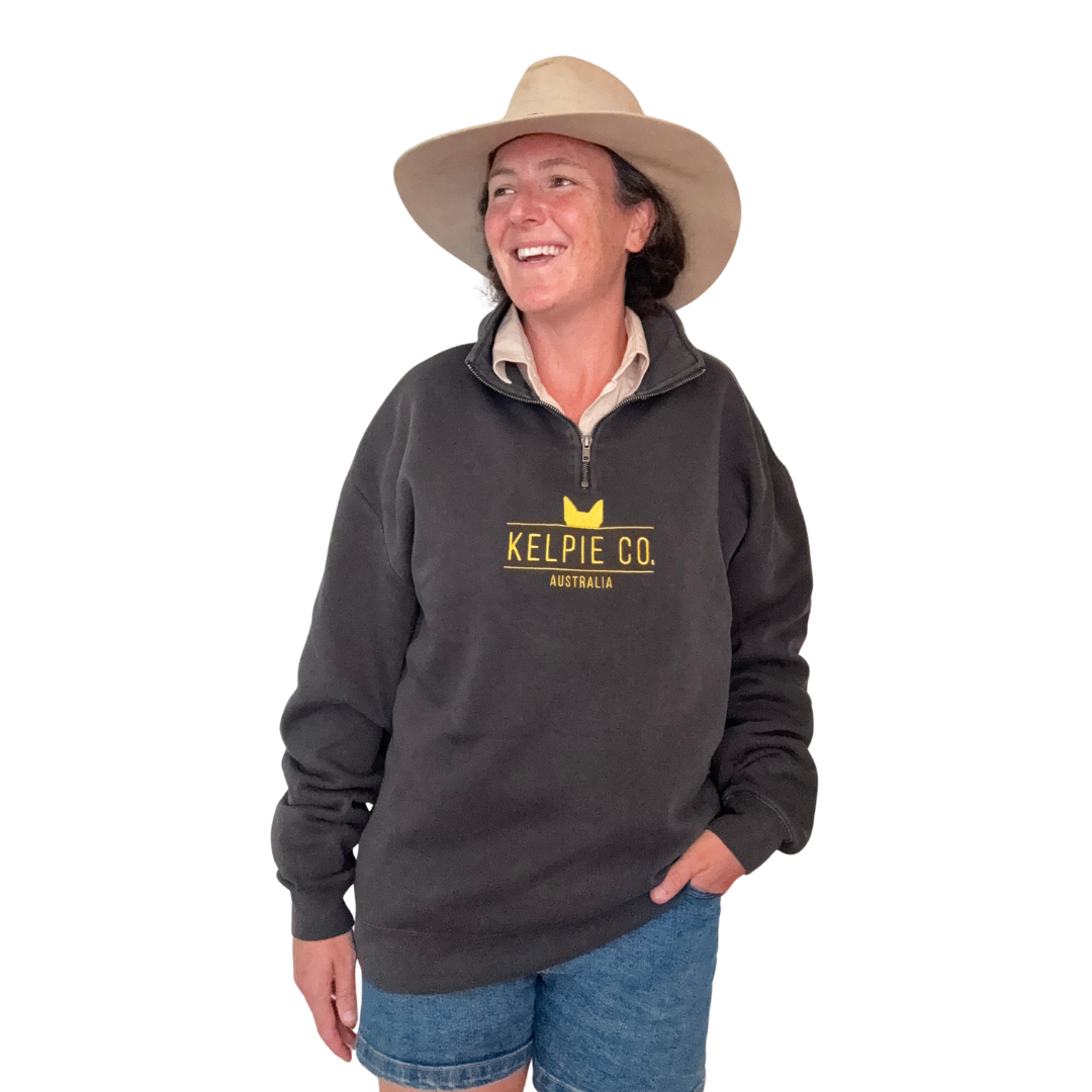 Kelpie Co Half Zip Faded Grey & Black Jumper