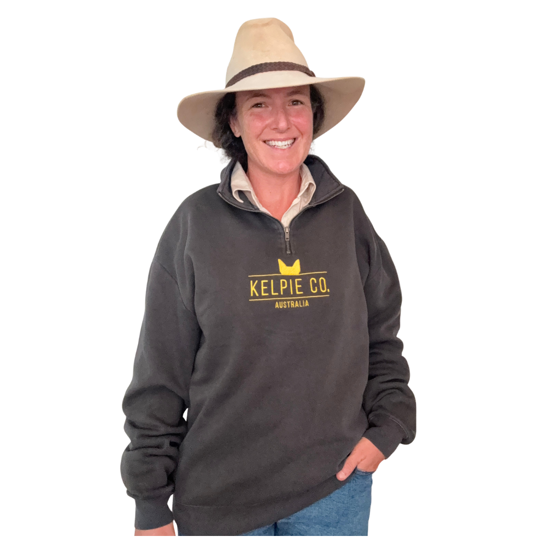 Kelpie Co Half Zip Faded Grey & Black Jumper