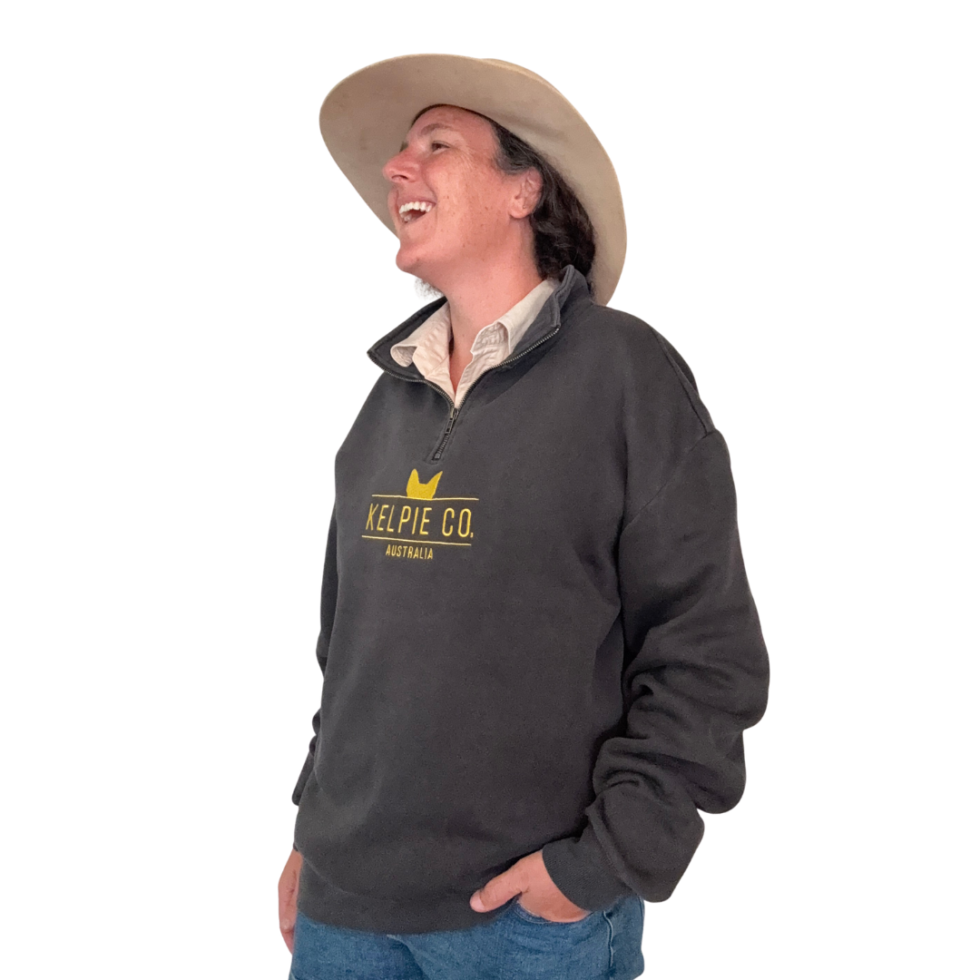 Kelpie Co Half Zip Faded Grey & Black Jumper