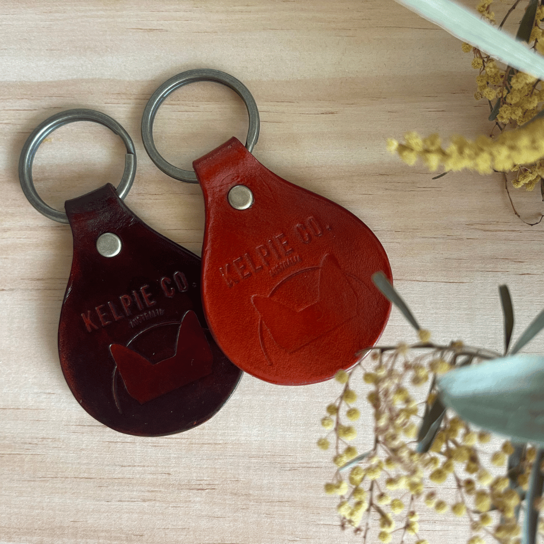 Kelpie Co. Handmade Leather Keyring / Dog Tag