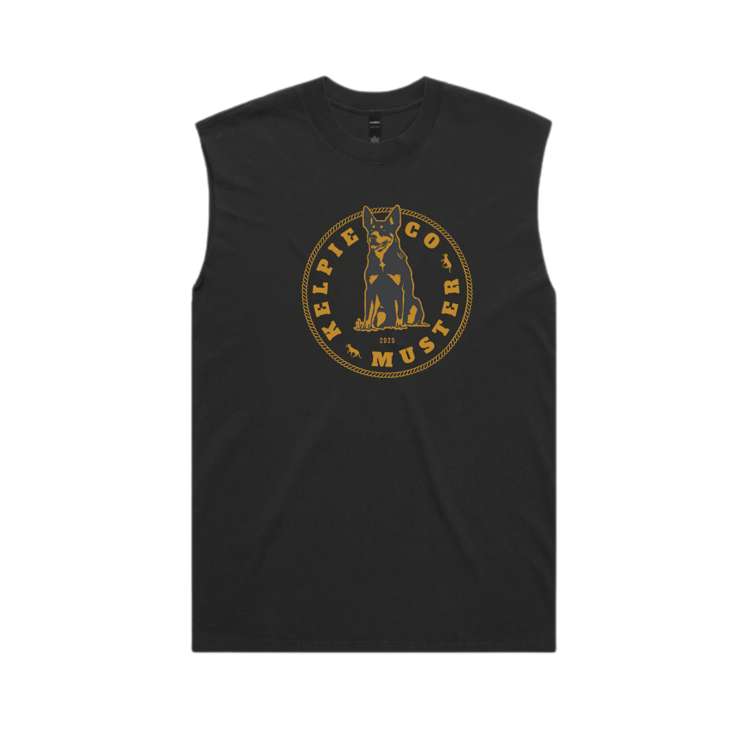 Kelpie Muster Heavy Faded Black Sleeveless Tee