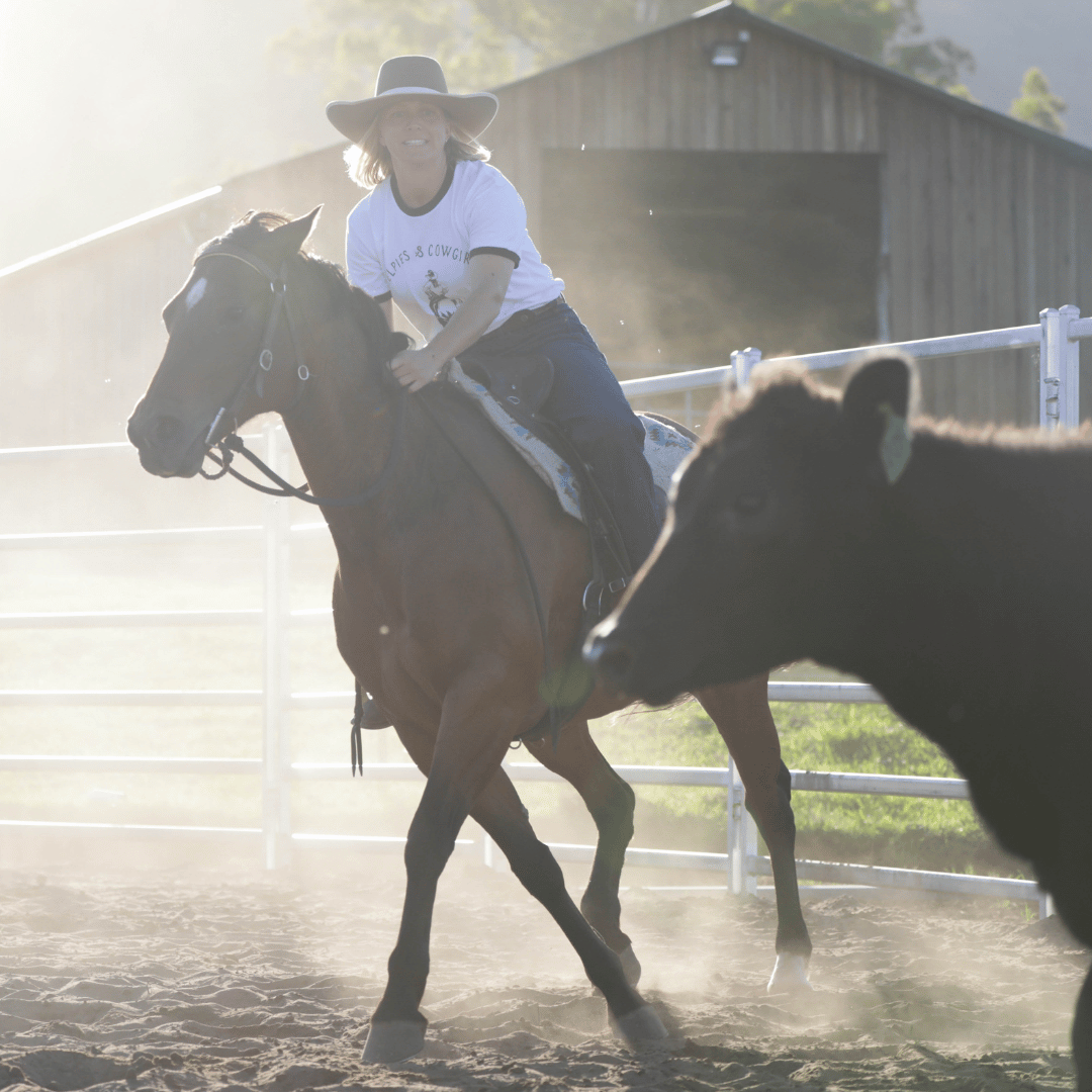 Kelpies & Cowgirls Horse Ringer Tee